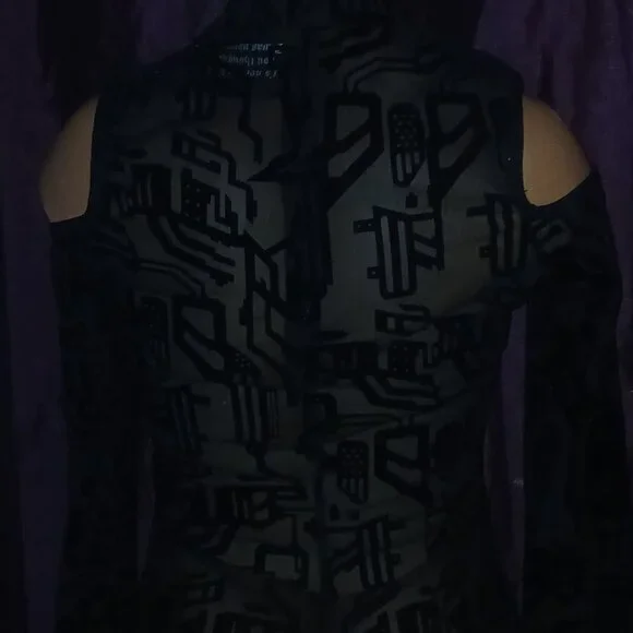 Womens long sleave ,see through,black sexy open shoulder , killstar top size XS - Picture 3 of 4
